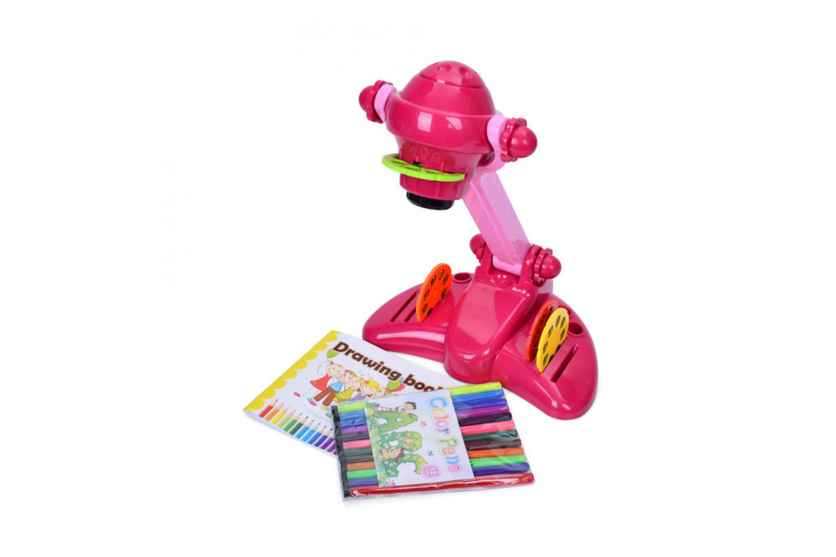 Детский Проектор YM2227-A(Pink) 34 см, музыка, свет, слайды 4 диска, 32 картинки