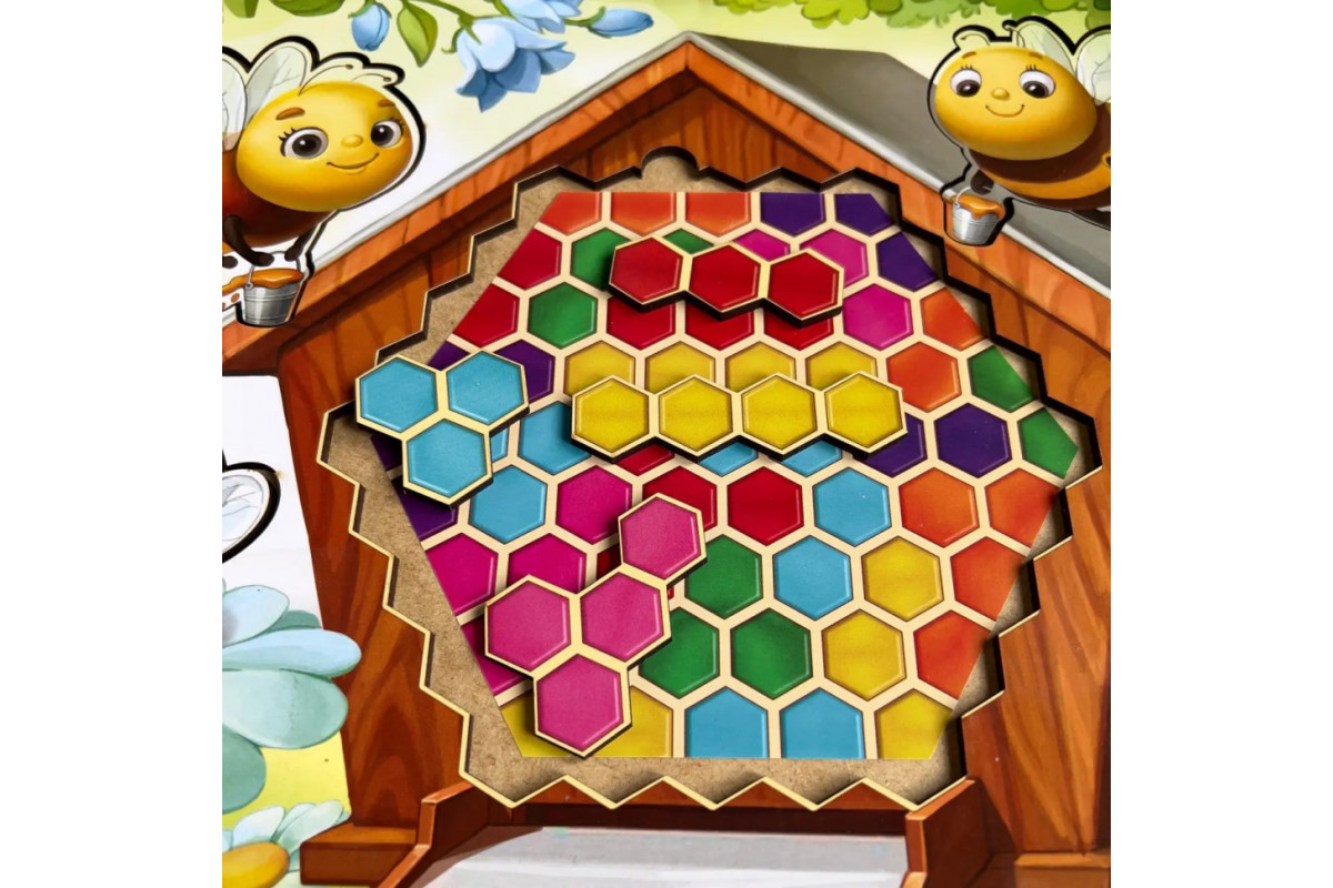 Деревянный пазл-вкладыш "Веселые пчелки" Ubumblebees (ПСД165) PSD165 сортер-тетрис