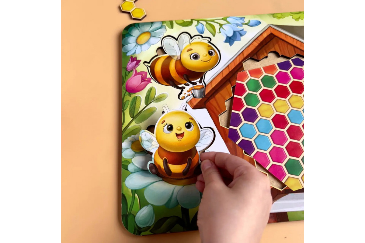 Деревянный пазл-вкладыш "Веселые пчелки" Ubumblebees (ПСД165) PSD165 сортер-тетрис