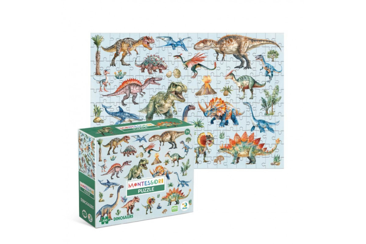 Детский пазл Монтессори "Динозавры" 200631, 200 элементов