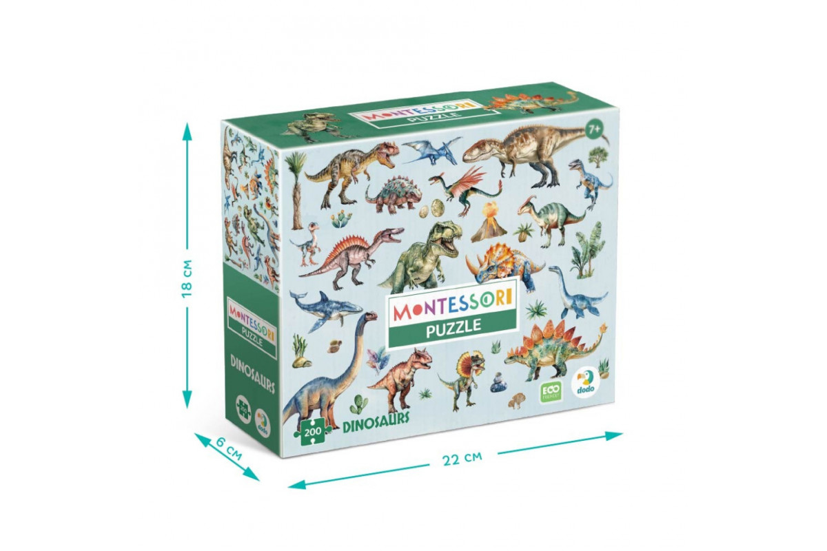 Детский пазл Монтессори "Динозавры" 200631, 200 элементов