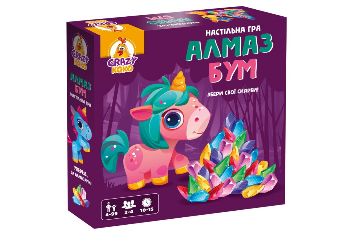 Гра настільна розважальна "Алмаз бум" Єдиноріжка VT8055-31, 2-4 ігрока