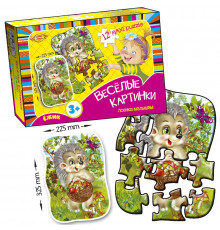 Детская развивающая настольная игра "Веселые картинки. Ежик" MKM0336, 12 пазлов