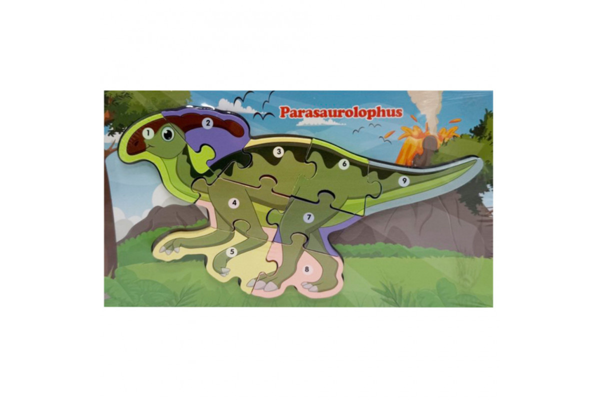 Деревянный пазл-вкладыш "Parasaurolophus" MD 1924-10, 9 элементов