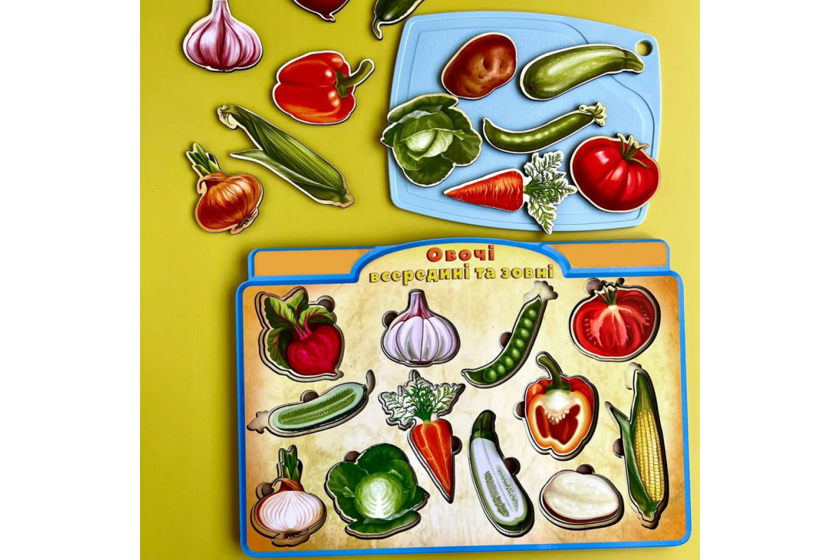 Деревянный пазл-вкладыш "Овощи снаружи и внутри" Ubumblebees (ПСД194) PSD194