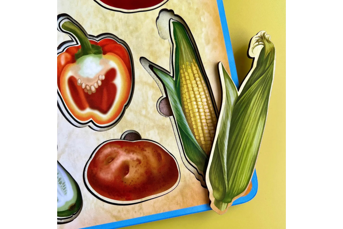 Деревянный пазл-вкладыш "Овощи снаружи и внутри" Ubumblebees (ПСД194) PSD194