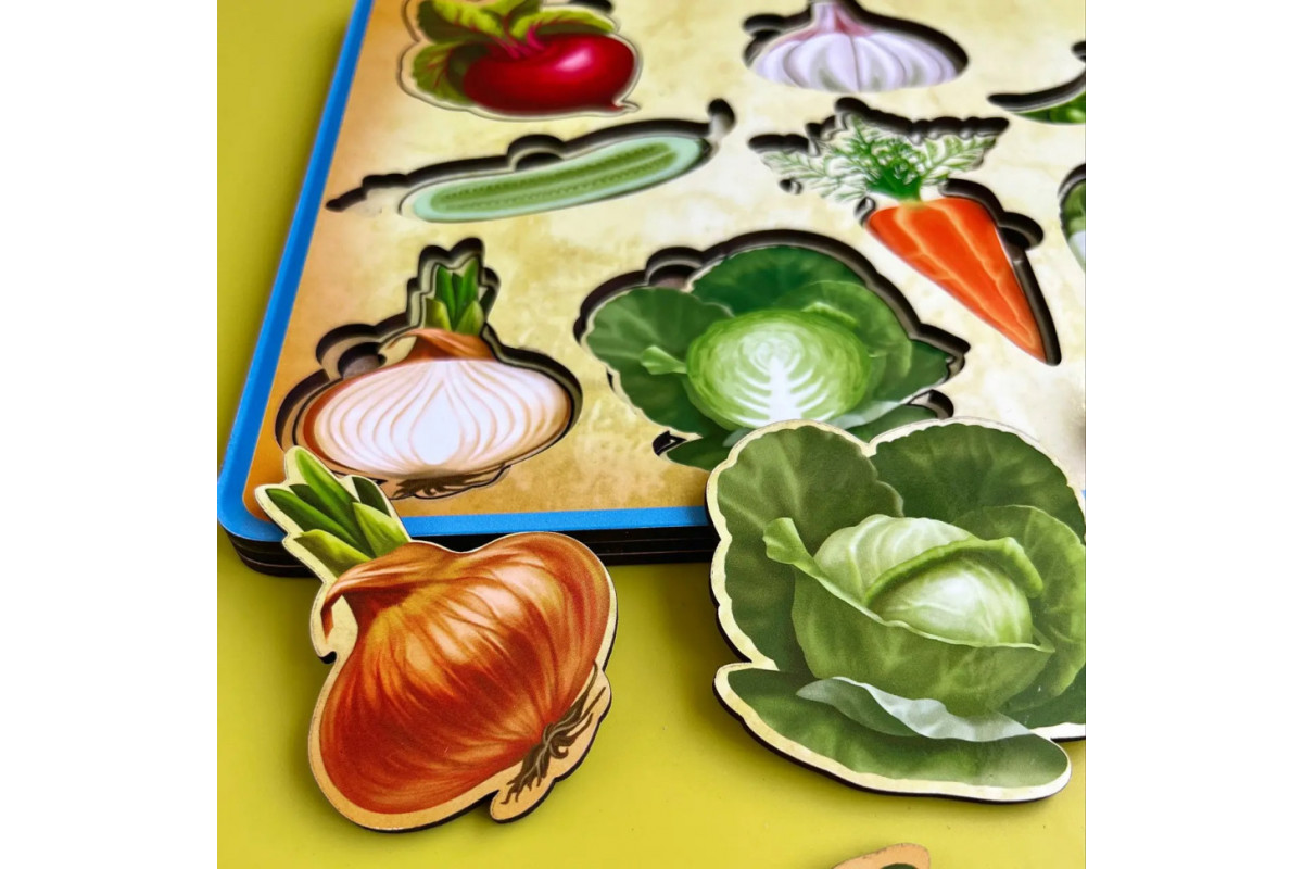 Деревянный пазл-вкладыш "Овощи снаружи и внутри" Ubumblebees (ПСД194) PSD194