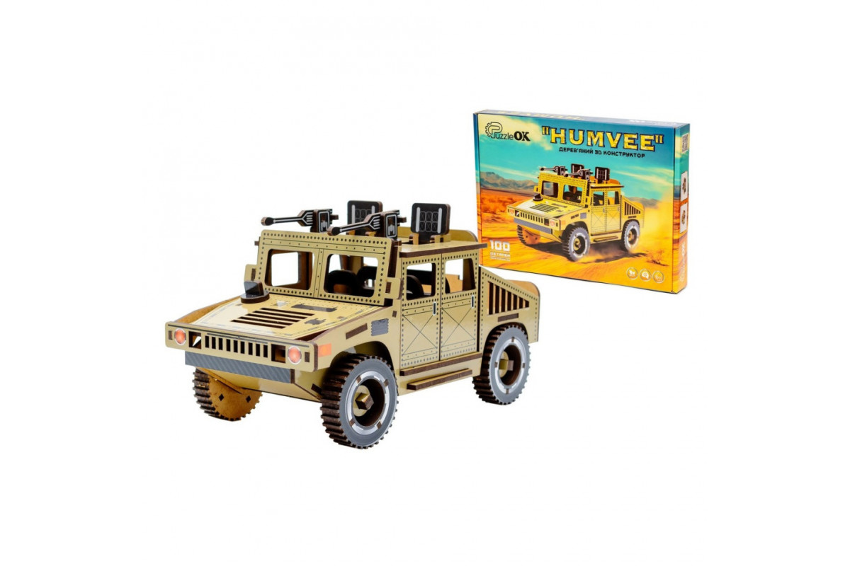 Дерев'яний 3D конструктор "Humvee" Puz-00927, 100 деталей