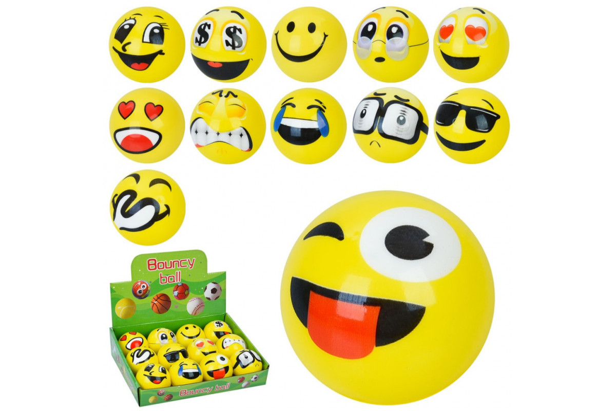 Детская игрушка "Мячик Смайл" MS 4529, 6,3 см, фомовый, в дисплее