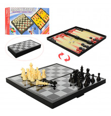 Шахматы магнитные Bambi 2029, 3 в 1 Шахматы, шашки, нарды