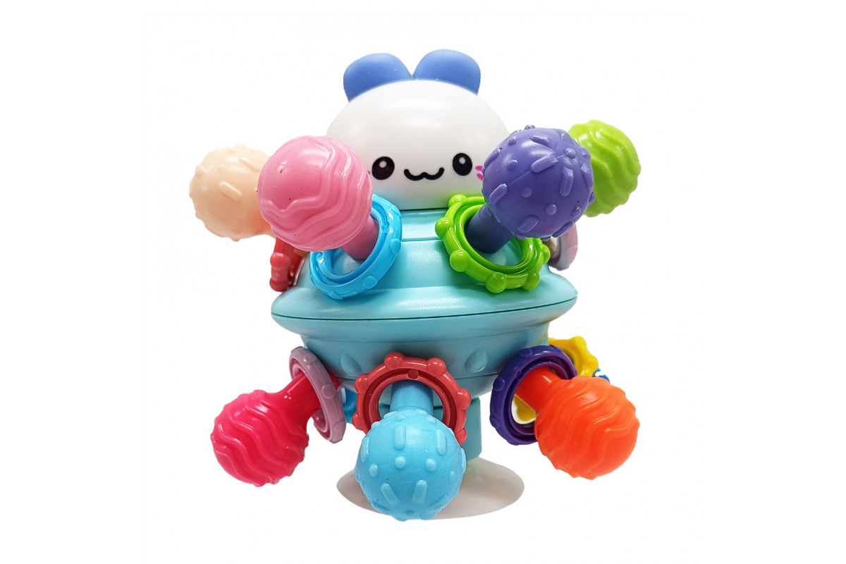 Дитяче брязкальце "НЛО" 689 рухомі деталі, на присосці Синій